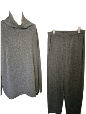 Eileen Fisher Women's Organic Cotton  Turtleneck Sweatshirt & Matching Pants Med